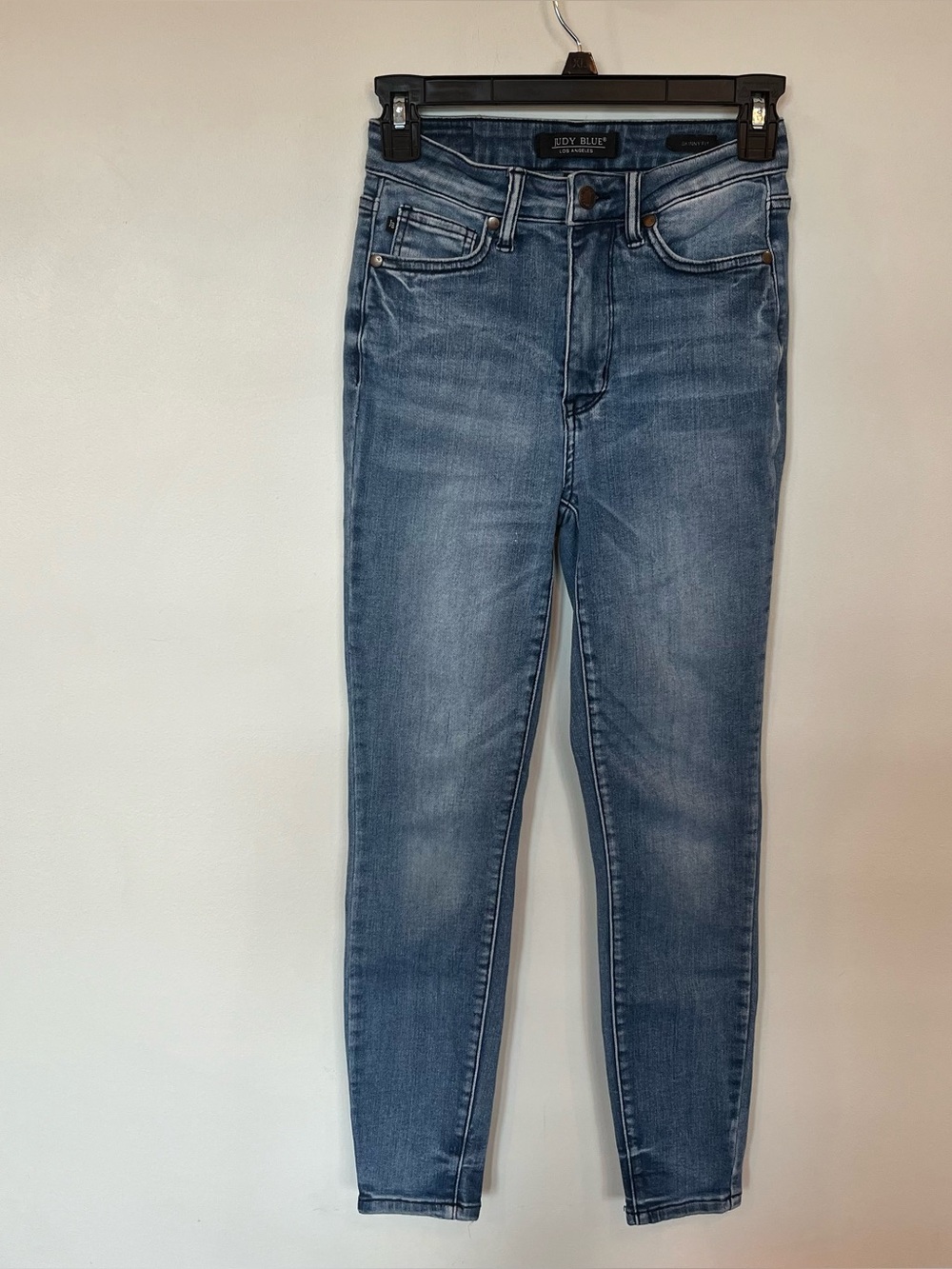 Judy Blue Skinny Skinny Fit Blue Medium Wash Denim Jeans Button Zip Stretch 25